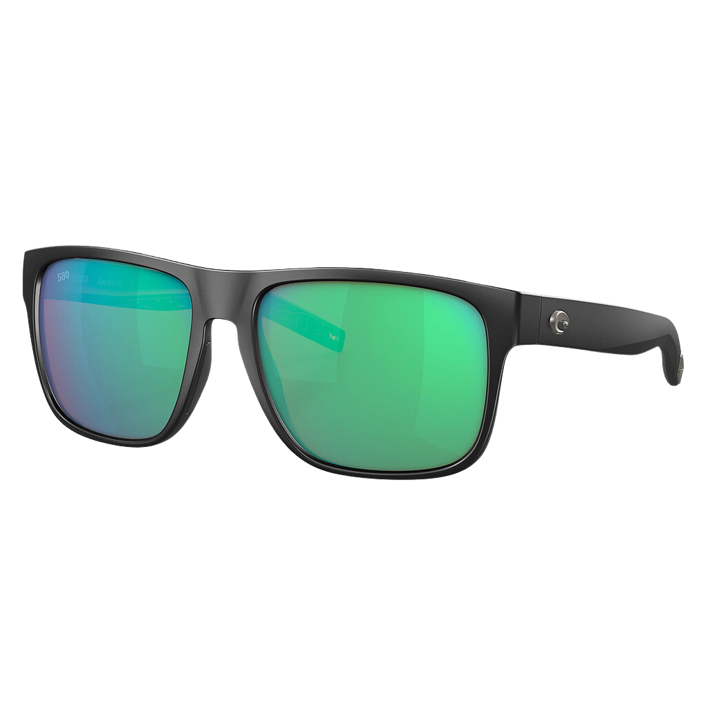 Costa Spearo XL Polarized Sunglasses in Matte Black with Green Mirror 580G